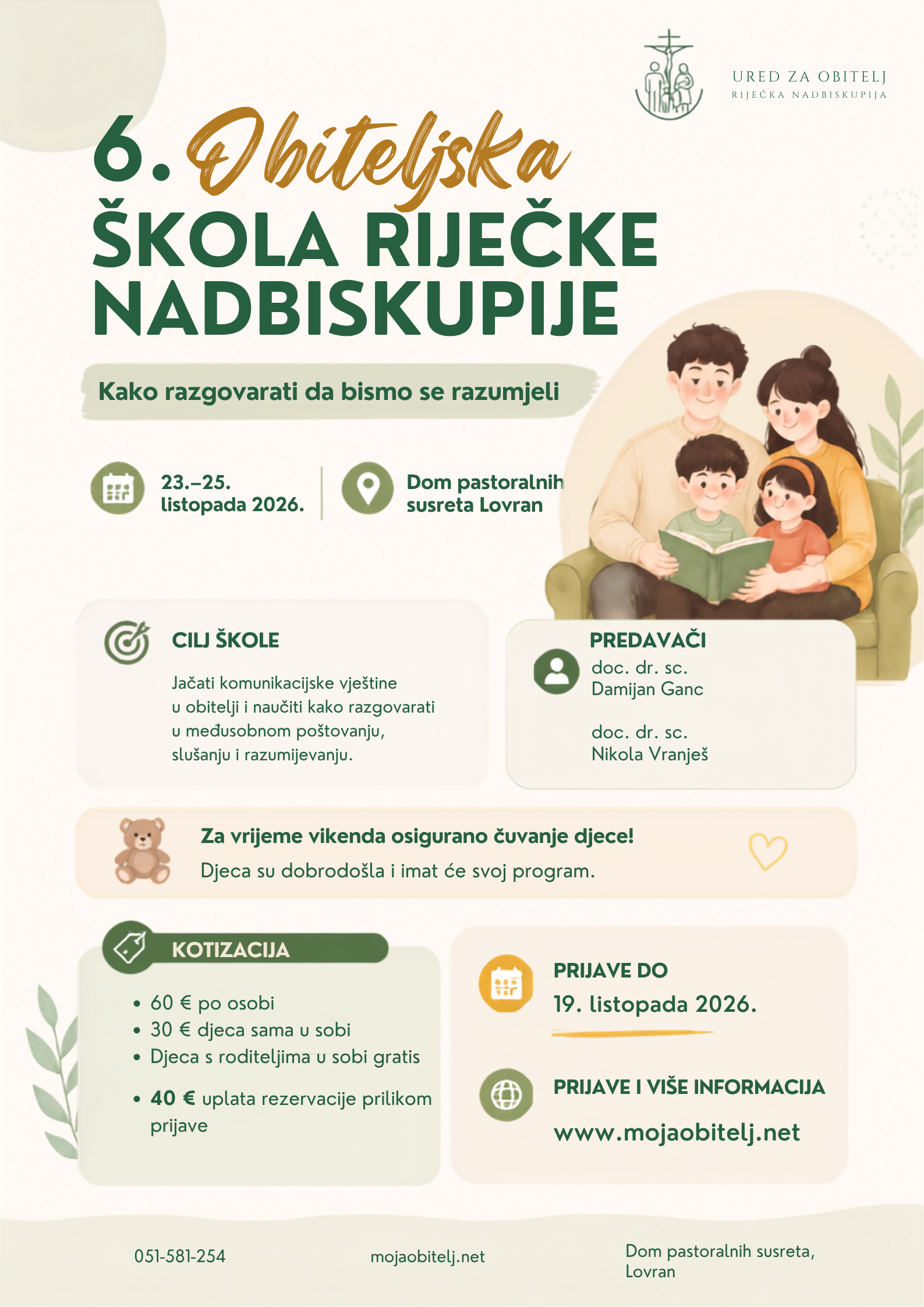 6. obiteljska škola Riječke nadbiskupije – „Kako razgovarati da bismo se razumjeli“
